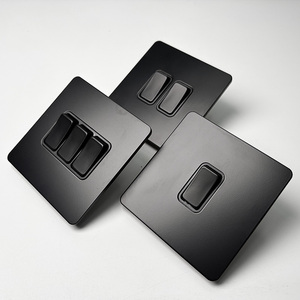 LangYeao Black Toggle <strong>Light</strong> <strong>Wall</strong> <strong>Switches</strong> Custom UK Standard Stainless Steel Panel Metal Electric Vintage <strong>Switch</strong> and Socket - Product Image 3