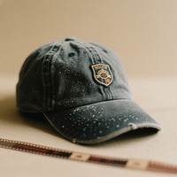 Gorra de béisbol estilo papá de mezclilla vintage lavada y desgastada de 6 paneles sin estructura, estilo urbano deportivo, con logo bordado de letras común