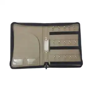 Porte-clés personnalisé en cuir PU avec fermeture éclair A4 pour hôtel, noir, marron, bleu, organisateur de porte-clés pour entreprise immobilière - Product Image 1
