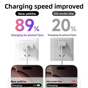 Nouvelle Tête <span class=keywords><strong>de</strong></span> <span class=keywords><strong>Chargeur</strong></span> USB-C 45W à Charge Rapide Compatible avec <span class=keywords><strong>Apple</strong></span> iPhone 17 Pro Max 2026 - Product Image 2
