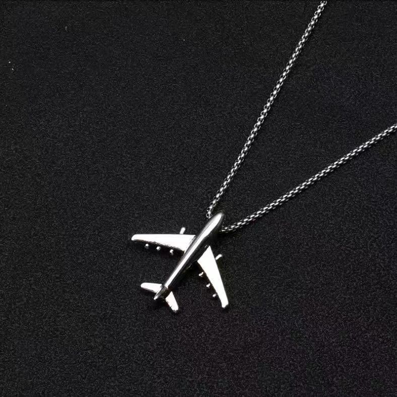 Silver Airplane necklace 60cm