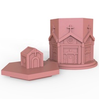 Cadeaux personnalisés vases vides en conteneur miniature en ciment béton magnifique croix église architecture pot à bougie en cire de soja avec couvercle