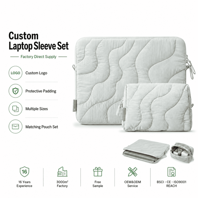 Quilted Laptop Sleeve 13/14/15.6 Inch Laptop Computer Bag with Accessory Pouch Custom Laptop Sleeve for MacBook
