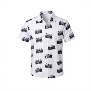 Men's Short Sleeve <b>Camera</b> <b>Print</b> Casual Shirt Turn-down Collar <b>Printed</b> Summer Breathable Quick Dry Anti-Wrinkle 100% Cotton - Product Image 1