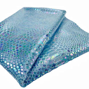 Tela de terciopelo de poliéster 100% con diseño holográfico de escamas de sirena estampado azul 150D hielo suave zapatos de mujer funda de sofá cortinas - Product Image 2