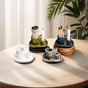 Kiln-Changed Porcelain Ceramic <strong>Candle</strong> Tray American-Style <strong>Owl</strong> Sage Palo Santo Burning Stand Redwood Incense <strong>Holder</strong> All-Season - Product Image 2