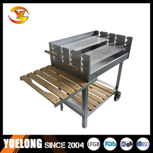 Precio de fábrica Parrillas de barbacoa sin humo para exteriores Estante lateral de madera Carro rectangular <span class=keywords><strong>Parrilla</strong></span> de barbacoa <span class=keywords><strong>argentina</strong></span> de carbón para jardín - Product Image 2