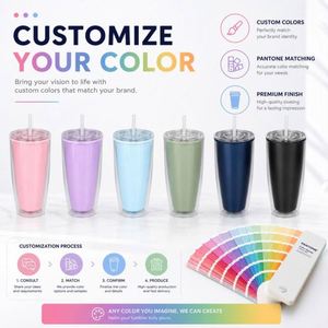 Custom Cold Drinking Plastic Tumbler Cups BPA Free 24oz <b>Double</b> <b>Wall</b> Acrylic Travel Plastic <b>Double</b> <b>Wall</b> With Straw and Lid - Product Image 5