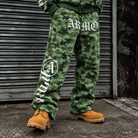 Ensemble de survêtements décontractés pour hommes, personnalisé par le fabricant, avec sweat à capuche zippé en coton camouflage, style streetwear, coupe oversize et ample