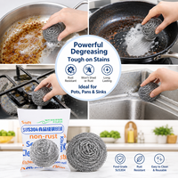 Tampons à récurer robustes en acier inoxydable, boules de nettoyage pour casseroles, poêles, vaisselle, grilles, usage domestique et professionnel en gros