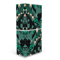 Meuble Bar Innovant Vert Teinté 1088 Triangles avec Portes Diamantées à Feuille d'Or – Meuble de Rangement Moderne pour Salon