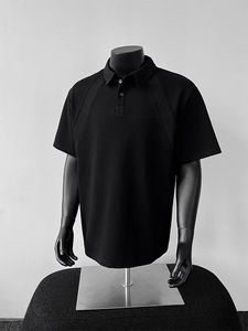 Haute qualité poids lourd imprimé hommes 280gsm coton Polyester patron travail Boxy blanc plaine goutte épaule polos pour hommes - Product Image 4