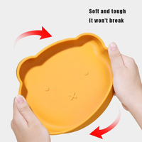 Offre Spéciale mignon ours forme Silicone bébé couverts de qualité alimentaire enfants vaisselle ventouse bol assiette