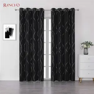 Beautiful foil print new design hot sale market 100% blackout curtain widow curtains