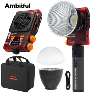 AMBITFUL 100R Lumière vidéo LED 100W 2700K-6500K Version bicolore CRI 96+ TLCI <span class=keywords><strong>95</strong></span>+ Lumière LED de poche portable avec contrôle par application - Product Image 1