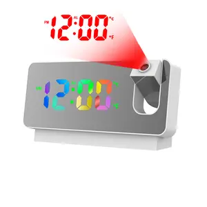 Digital Clock with Projector Laser Featuring Light Office Large LED Alarm Clock Projection on Ceiling Wall