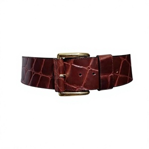 Cinturón de Cuero Vacuno 100% Ecológico con Hebilla de Acero, Transpirable, Resistente, Impermeable, con Patrón Floral, Estilo Fiesta, Color Marrón Pulido - Product Image 1