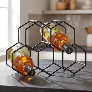 Moderno Porta Botellas de Vino de Metal con Capacidad para 6 Botellas, Diseño Minimalista para Almacenamiento en el Hogar - Product Image 1