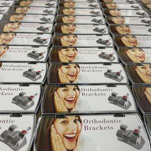 Dental Orthodontic Metal <b>Brackets</b> 345 with Hooks Square Wire Arch Mesh Base Engraving Boxed Teeth Straightening Accessory - Product Image 1