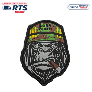 Parche 3D de PVC de goma con diseño de Gorila Táctico y Cigarro <span class=keywords><strong>Arrogante</strong></span>, listo para enviar, insignia de moral adecuada para mochilas deportivas, chaquetas y gorras - Product Image 1