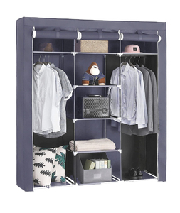 Armoire pliable en tissu non tissé avec 2 tringles de suspension, placard portable pour vêtements - Product Image 1