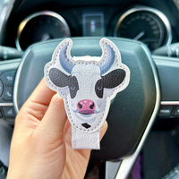 Support de lunettes et porte-cartes magnétique en cuir PU de qualité supérieure, motif tête de vache, léger, accessoire pour pare-soleil de voiture, sur mesure