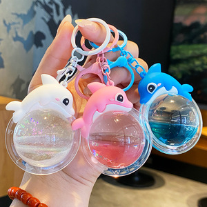 Creative Into Oil Liquid Quicksand Key Chain Keychain Plastic Pendant for Book Bag Couple Car Keys Hanging Gifts