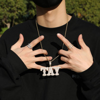 Collier Hip Hop personnalisé Qiuhan à assembler soi-même, entièrement serti de diamants, épines, cube de sucre, lettre initiale, chaîne personnalisée, bijoux scintillants