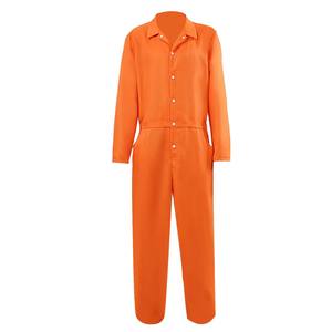 Combinaison de prisonnier unisexe d'Halloween, rouge et orange, en polyester, pour détection par détecteur de métaux, pour tueurs en série, Junhao - Product Image 5