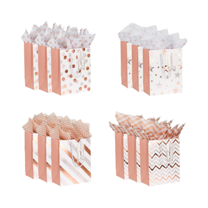 Sacs cadeaux en papier d'art de luxe avec poignées, sacs de style « Merci » pour les achats, les ventes au détail, les anniversaires, les mariages, les fêtes - Product Image 4