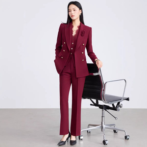 Women's Professional Suit Set Solid Color Polyester Blend Spring Work Office Wear - Product Image 4