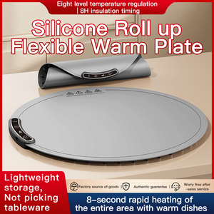 Bandeja de calentamiento eléctrico de silicona con calefacción, alfombrilla para calentar alimentos, platos calientes enrollables para Buffet, almohadilla térmica para fiestas, viajes en casa - Product Image 4