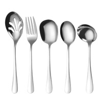 Cuillère de service publique moderne en acier inoxydable, cuillère-fourchette, cuillère à soupe – Vaisselle réutilisable et lavable au lave-vaisselle