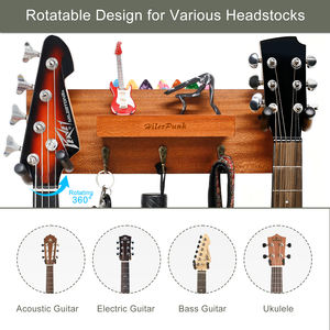 Supporto da Parete per <span class=keywords><strong>Chitarra</strong></span> e Ukulele in Legno Massello, Finitura Lucida, Espositore per Soggiorno, Formato a <span class=keywords><strong>Corda</strong></span>, Logo Personalizzabile - Product Image 5