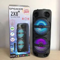 DS-2806 Amazon sıcak satış 8 inç parti büyük karaoke hoparlörü USB bağlantı noktası şarj edilebilir pil ile LED ışık Karaoke hoparlörü