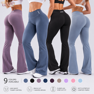Custom Logo Wide Leg Yoga Pants <strong>Leggings</strong> for Women High Waist Tummy <strong>Control</strong> Butt Lifting Workout Lounge Flare Pants OEM ODM - Product Image 1