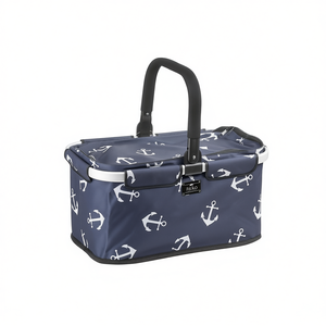 Cesta de Compras Plegable Falko con Estampado de Ancla Azul Marino para Comestibles y Viajes - Product Image 2