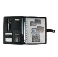 Portefeuille de calculateur de contrats commerciaux personnalisé, multifonctionnel, format A4, couverture rigide, carnet à feuilles mobiles, logo embossé, cuir PU, entreprise