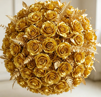 Boule de fleurs artificielles hautement réalistes en or, rose et lotus, pour décoration florale d'allée de mariage, Nouvel An et décoration de table de fête