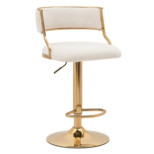 Tabouret <span class=keywords><strong>de</strong></span> <span class=keywords><strong>Bar</strong></span> Pivotant en Velours, Piétement Rond en Métal Doré, Mobilier <span class=keywords><strong>de</strong></span> Comptoir <span class=keywords><strong>de</strong></span> <span class=keywords><strong>Bar</strong></span> Nordique <span class=keywords><strong>de</strong></span> Luxe - Product Image 1