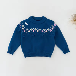 Suéter <span class=keywords><strong>de</strong></span> Invierno Cálido <span class=keywords><strong>para</strong></span> Niñas <span class=keywords><strong>de</strong></span> Alta Calidad, Diseño Bordado con Estampado Floral <span class=keywords><strong>para</strong></span> Bebés y Niños Pequeños, <span class=keywords><strong>Cuello</strong></span> Alto - Product Image 6