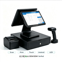 Caja Registradora Electrónica Multiinterfaz de 15.6 Pulgadas con Pantalla Dual, Sistema POS Todo en Uno con Windows y Android para Restaurantes