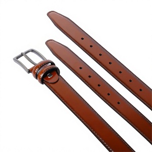 Cinturón Casual de Cuero Genuino para Hombre, Color Marrón, Hebilla de Aleación Plateada, Cuadrada, Sólida, Rectangular, Duradera, Moldeada en una Sola Pieza - Product Image 4
