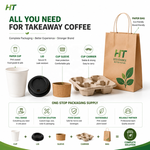 Gobelet à café jetable en carton ondulé double paroi en papier kraft biodégradable PHA/PLA personnalisé pour compagnies aériennes, avec couvercle - Product Image 5