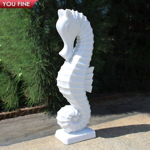 Escultura de Caballito de Mar Tallada a Mano en Mármol Natural YOUFINE, Estatua de Hipocampo para Decoración de Jardín al Aire Libre y Costa - Product Image 3