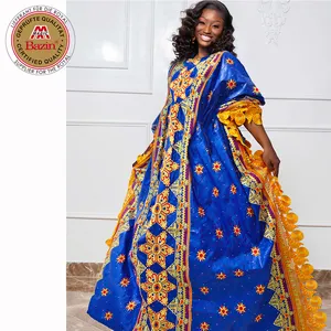 Plus Size African Boubou Nigerian Bazin Dashiki Dress For Women Traditional Wedding Bride Long Robe Gown Lady Basin Rich Dress
