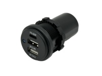 Prise encastrable double USB-C DC 12/24V avec sortie 5-20V, alimentation 60W, ports USB-A doubles 2.4A à charge rapide pour téléphones et tablettes