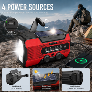 <span class=keywords><strong>Radio</strong></span> portable d'urgence AM/FM NOAA à manivelle <span class=keywords><strong>avec</strong></span> lampe de poche, batterie rechargeable 10000mAh, ABS - Product Image 5