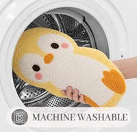 Tapis de bain floqué en forme de pingouin mignon, personnalisable, antidérapant avec support TPR, absorbant, pour salle de bain intérieure et douche