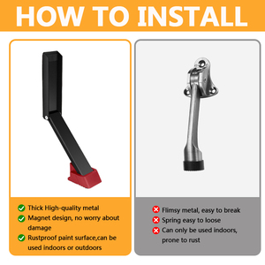 Butée <span class=keywords><strong>de</strong></span> <span class=keywords><strong>porte</strong></span> en acier inoxydable sans perçage Coupe-vent Anti-collision Butée <span class=keywords><strong>de</strong></span> <span class=keywords><strong>porte</strong></span> en métal pour la maison avec support <span class=keywords><strong>de</strong></span> <span class=keywords><strong>porte</strong></span> <span class=keywords><strong>auto</strong></span>-adhésif en caoutchouc - Product Image 4